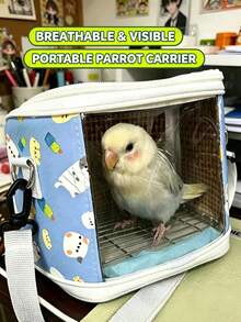 Parrot Outdoor Carrying Bag, Peony Tiger Stripe Pattern Portable Bird Cage Shoulder Bag, Breathable Bird Walking Tote - Multicolor - View 1