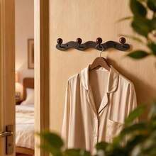 Solid Wood Wall-Mounted Entryway Coat Rack, Creative Clothes And Hat Hook, No-Drill Installation - Brown - View 7