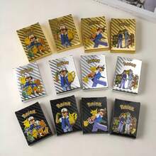asmodee Kotak Kartu Foil Emas Anime Pokémon 55pcs - Koleksi Karakter Pokémon dan Ash Kartu Perdagangan Langka untuk Kolektor, Hadiah Ulang Tahun | Set Kartu Foil Perak Hitam Mengkilap, Hadiah Sempurna untuk Kolektor - Beraneka warna - View 2
