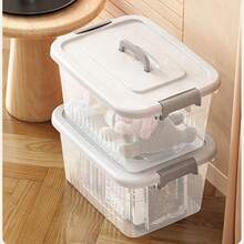 4PCS Clear Plastic Storage Boxes With Lids Stackable Box Home Office Kitchen - 4pcs - View 8