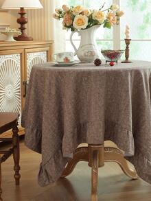 1pc Ruffle Edge Tablecloth, Fresh Country Style, Suitable For Dining Table Decoration, Picnic Tablecloth, Holiday Celebration, Wedding Party Gathering, Birthday Banquet, Daily Dining Table, Kitchen And Dining Room Decoration, All Seasons, Home Decor - Camel - View 11