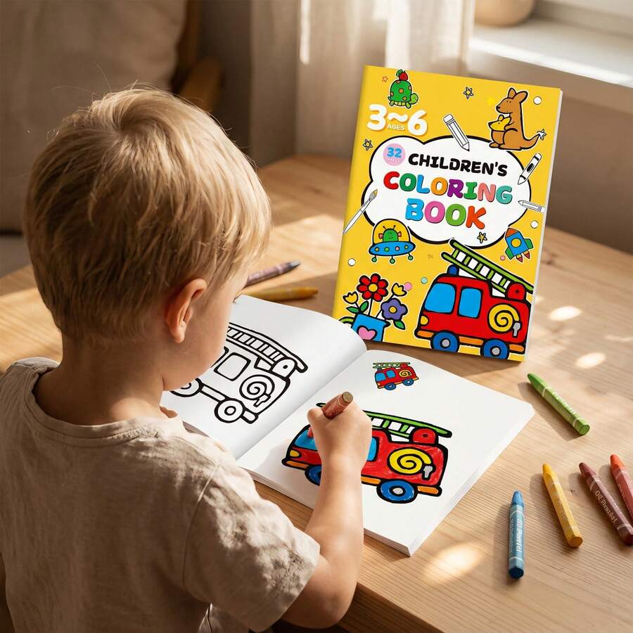 1Pc Bright Cover Cartoon Element Coloring Book, Free Drawing Activity ...