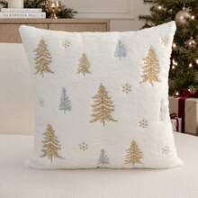 1pc Christmas Tree Embroidered Pillow Case, Christmas Snowflake Pillowcase, Suitable For Indoor Decoration, Christmas Decoration, All-Season Pillowcase, Without Insert - Multicolor - View 10