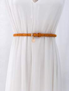 1pc Ins Minimalist Vintage Waist Belt, Fashion Commuter Style, High-Quality Artificial PU, Versatile Multi-Color Thin Belt - Pin Buckle Belt - View 14