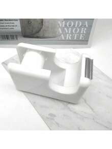 Minimalist Design Lightweight Handheld Tape Dispenser, Portable Tape Cutter For Office, Children's Crafts, Suitable For Tape Width Up To 2cm - White - View 4