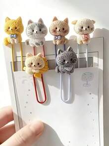 3/6/12pcs Cute Cat Metal Paper Clips Bookmarks, Creative Cartoon Mini Paperclips, Perfect For Journal, Page Marking, Document Decoration, Kids - Multicolor - View 8