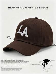 1 Embroidered LA Baseball Cap Outdoor Adjustable Sunscreen Casual Hat Suitable For Spring - Coffee Brown - View 2