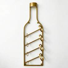 Estructura resistente, elegante estante de pared para 4 botellas de vino: organizador de almacenamiento de hierro de estilo rústico, decoración para el bar del hogar y elegante soporte para botellas, diseño eficiente que ahorra espacio, un regalo ideal para los amantes del vino. - 1 ud-dorado - Ver 1