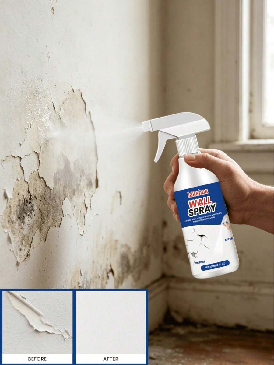 Jakehoe Home Wall Renewal Spray Paint, Quick Cleaning And Covering Wall Stains, Strong Mold Removal And Anti-Moisture Coating, Easy To Repair Peeling, Yellowing, Cracking And Mildew Issues, No Brushing Or Mixing Required, High Coverage And Even Finish