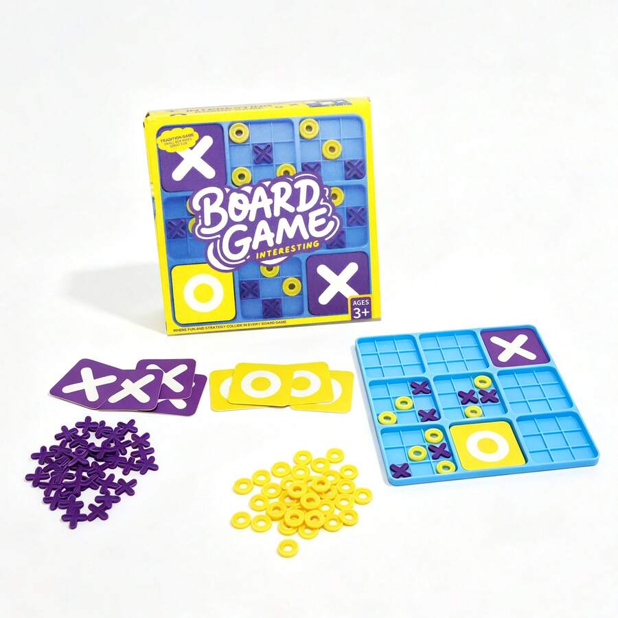 1 Set New Tic Tac Toe Upgrade Version 81 Small Slots 2-Player Board Game Tabletop Game Fun Competition Leisure Entertainment Exercise Spatial Logical Thinking Cultivate Concentration Parent-Child Interaction Birthday Gift For Boys And Girls Brain Training XO Game Suitable For All Ages