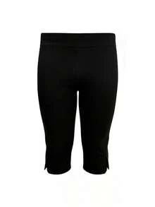Plus Size Women Black Tight-Fitting Bermuda Shorts For Outdoor Streetwear - Black - View 6
