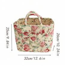 Large Flower Series [Storage Basket] Vintage Quilted Floral Portable Large Capacity Home Storage Basket Suitable For Multiple Scenarios. - Multicolor - View 5
