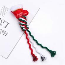 6PCS Christmas Dog Squeaky Toys, Xmas Pet Rope Plush Chew Toys Set, Holiday Puppy Teething Interactive Toys For Small Medium Dogs - Multicolor - View 13
