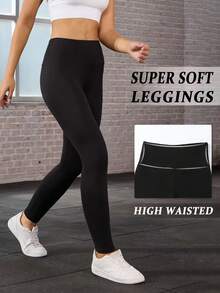 3 Pairs Women Fall High Waist Tights, Soft Stretchy Slim Fit Black Tights, Solid Color Basic Daily Workout Leggings - Multicolor - View 6
