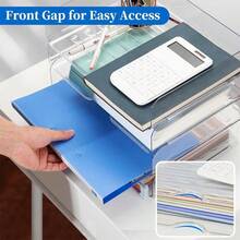 2-Piece Stackable Transparent Desktop File Storage Tray, Thickened High-Transparency PET Plastic File Organizer, Multi-Layer Stackable Structure With Side Hollow Design For Easy Paper Retrieval, Waterproof, Dust-Proof, Pressure-Resistant, Crack-Resistant Visible Office File Storage Box, Smooth Edges Without Burrs, Secure Stacking Buckle Design, Large Capacity Desktop Storage Basket For Office A4 Paper, Invoices, Contracts, Folders - Multicolor - View 10