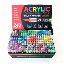 288/240/168/120/100/72/60/48/36/24/12 Colors Liquid Ink Soft Tip Acrylic Marker Set, Non-Bleeding, Suitable For Scrapbooking, Handwriting, Card Making, Black Cardstock, Stone Painting, Christmas Decoration Gifts - Direct Liquid Pen Set - View 13