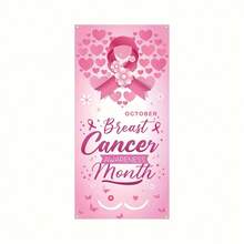 2D Door Banner, 1pc, Breast Cancer Awareness Door Banner, Breast Cancer Party Charity Party Door - Breast Cancer Prevention - View 15