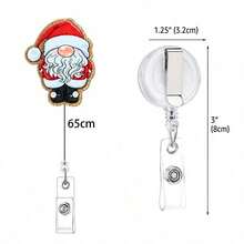1pc Christmas Acrylic Christmas Tree Snowman Badge Retractable Lanyard - Multicolor - View 3
