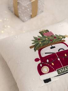 1pc Christmas Tree Embroidered Pillowcase, Christmas Gift Car Pillowcase, Suitable For Indoor Decoration, Christmas Decoration, All-Season Pillowcase, Without Insert - Multicolor - View 5
