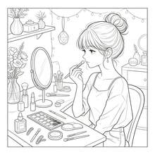 1 Adult Coloring Book Cozy Girl Daily Life Coloring Book, 24 Pages Relaxing Home Scenes Coloring Pages, Suitable As Birthday And Holiday Gift For Women And Girls - Floral Girl - View 2