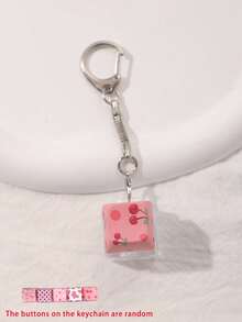4/3/2/1 Key Sweet Pink Cherry Cow Polka Dot Pattern Cube Keychain, Lightweight & Durable, Decorative Spring Clip, Bag Charm, Key Ring, Suitable For Men & Women, Backpack Decoration, Wallet Pendant, Car Key, Handbag Accessory, Daily Commute, Holiday Gift, Party Favor, Christmas Valentine's Day Birthday Wedding Gift - Multicolor - View 14