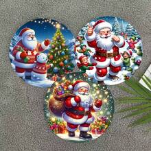 6pcs Christmas Themed Coasters, With Santa Claus Pattern, Add Festive Atmosphere To Holiday Table Decor - View 5