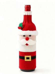 1pc Christmas Knitted Wine Bottle Cover, Santa Claus Snowman Wine Bottle Gift Packaging Decoration - View 9