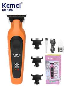Kemei Professional Electric Hair Clipper, 0mm Zero-Gap Trimmer, Wireless USB Rechargeable Clipper With LED Display, Stainless Steel T-Blade, Suitable For Men's Shaving And Haircut Trimming, Perfect For Barbershops And Everyday Use. - Multicolor - View 11