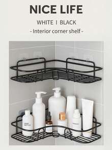 A Punch-Free Bathroom Rack, Bathroom Triangle Multi-Function Rack, Multi-Layer Wall-Mounted Toilet Storage, Toilet Rack, Available In Two Styles And Two Colors - Black (Style A) - View 1
