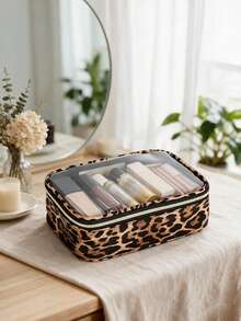 3pcs Leopard Print PU Makeup Bag Set, Transparent Design Toiletry Bag 3 Pieces Set, One Set Meets All Needs, Designed For Daily Use And Carrying - Multicolor - View 6