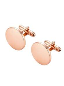 Men Round Solid Cufflinks, Smooth Polished Plain Round Surface, Classic Business Formal Style, Shirt Cuff Links, All Season Wedding Accessory - Multicolor - View 12
