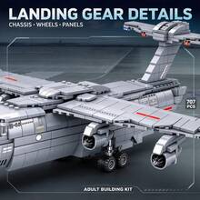 Large Military Transport Aircraft Building Model, 707-Piece Adult Collector-Grade Building Block Set, Wide Wings, Engines And Landing Gear, Suitable As Gift For Hobby Collectors On Halloween, Christmas, Thanksgiving And Birthday - Large Military Transport Aircraft - View 3