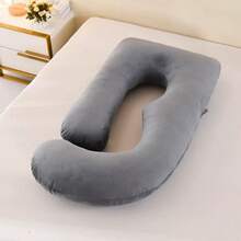 Bantal Badan Berbentuk J, Bantal Kehamilan, Bantal Badan dengan Sarung Bantal Beludru, Bantal Badan dengan Penopang Punggung, Kaki, dan Perut - bantal hias - View 5