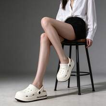 Women's Thick Sole Clogs, Breathable Slip-On Mule Shoes With Adjustable Heel Strap, Lightweight Cloud-Feel Cushion Summer Sandals For Beach, Shower, Garden - White - Glossy Version - View 2