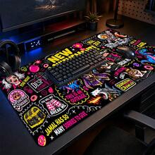 Neon Fantasy Cartoon Desk Mat, Retro Monster Cat Potion Treasure Chest Graphics Large Extended Mouse Pad, Polyester Surface With Non-Slip Rubber Base For Gaming Setup, Home Office, Study Room And Colorful Gamer Decor, 3 Sizes Available - View 2