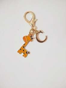 1PC Cute Giraffe Initial Keychain Pendant, Animal Theme With Golden Letter Decoration. Name Initial Keychain, Cute Accessory Suitable For Men And Women. Backpack Keychain Accessory, Great Gift For Boyfriends, Girlfriends, Classmates And Family, Small Party Favor - Multicolor - View 33
