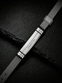 1PC Warning Sign Stainless Steel Mesh Bracelet, A Daily Travel Essential For Diabetic Patients, Adjustable Jewelry Accessory For Men And Women - Multicolor - View 6