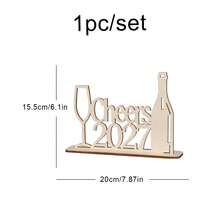 2027 HAPPY NEW YEAR Party Decoration Wooden Tabletop Ornament Holiday Celebration Plaque - New Year - View 4