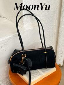 Women's Shoulder Bag, Fashionable Retro Elegant Minimalist Pendant Black Bag - Coffee - View 3