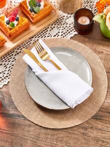 Tkvega • Home 1-12pcs Round Jute Placemats, Coasters, Heat-Resistant Table Mats, Suitable For Kitchen And Dining Room, Wedding Tablecloth, Home Decor, Wedding Decorations, Room Decor, Suitable For Wedding Party, Birthday Party, Family Gathering - Multicolor - View 7