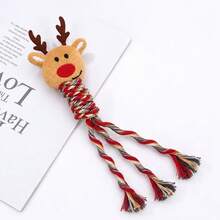 6PCS Christmas Dog Squeaky Toys, Xmas Pet Rope Plush Chew Toys Set, Holiday Puppy Teething Interactive Toys For Small Medium Dogs - Multicolor - View 8