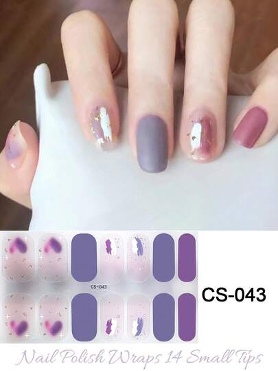 Miếng dán móng gel bán cứng 1 tấm 14 đầu móng siêu dài, miếng dán sơn móng tay dạng sticker với lớp phủ gel bóng Pink Bomb
