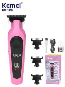 Kemei Professional Electric Hair Clipper, 0mm Zero-Gap Trimmer, Wireless USB Rechargeable Clipper With LED Display, Stainless Steel T-Blade, Suitable For Men's Shaving And Haircut Trimming, Perfect For Barbershops And Everyday Use. - Multicolor - View 12