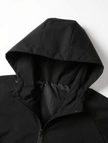 1pc Men's Minimalist Cargo Style Style Hooded Jacket, Suitable For Daily Commute And Light Outdoor Activities, Autumn/Winter Outerwear - Black - View 6