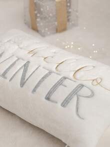 1pc Christmas Snowman Embroidered Pillowcase, Christmas Hello WINTER Pillowcase, Suitable For Indoor Decoration, Christmas Decoration, All Season Pillowcase, Without Insert - Multicolor - View 6