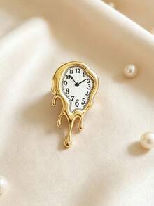 1pc Vintage Creative Design Unique Artistic Twisted Time Dial Brooch (Hour And Minute Hands Do Not Move) Suitable For Men And Women To Wear, High-End Versatile Holiday Gift - Multicolor - View 7