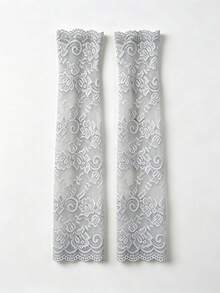 1 Pair Women's Lace Arm Sleeves, Elegant Breathable Solid Color Design, Summer Outing Cooling Arm Guards, Long Structured Random Style Suitable For Daily Commute And Party - A - View 11