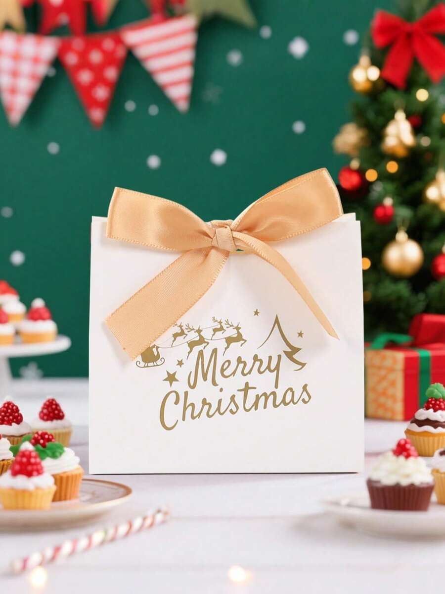 20/10/5/1個迷你聖誕禮物盒附緞帶,白色「Merry Christmas」節慶設計,適用於糖果、巧克力和小禮物,適合節日裝飾、派對伴手禮與聖誕襪填充物(白色) - 包裝紙盒 - 查看 1