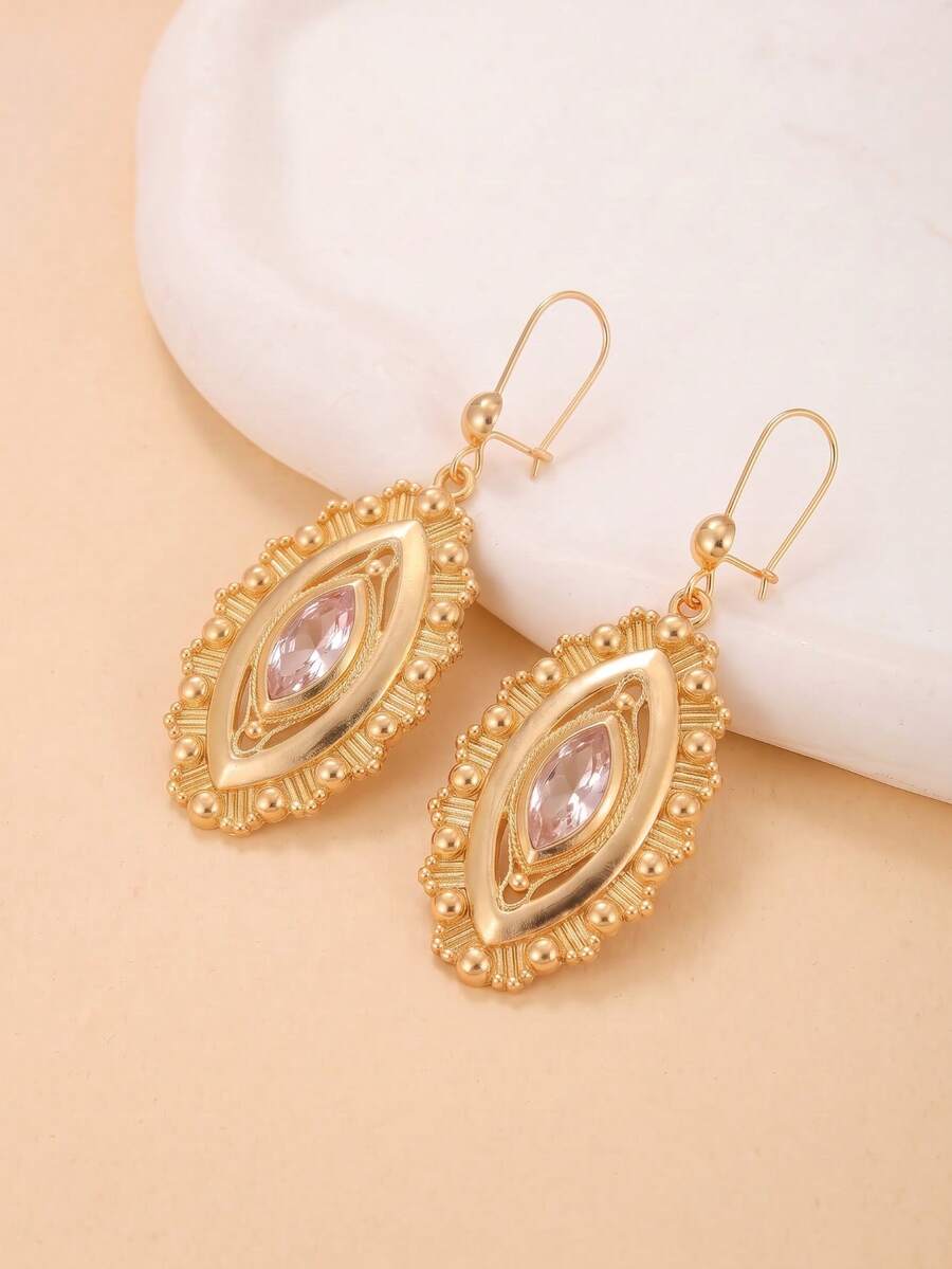 2pcs Fashionable Personalized Women's Long Earrings, Suitable For Banquet And Holiday Wear - Gold - View 1