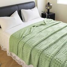 1pc Plaid Jacquard Thin Blanket, No Pillowcase, Soft And Skin-Friendly, Multiple Sizes, Multi-Purpose Blanket For Sofa, Bed, Suitable For Office, Living Room Sofa, Bedroom Bed, Suitable For Spring And Autumn Use - Green - View 10